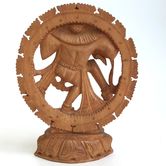 Vintage Antique Hand Carved Wooden Ganesh (Sandalwood) 6 1/2” Tall - Picture 2 of 11